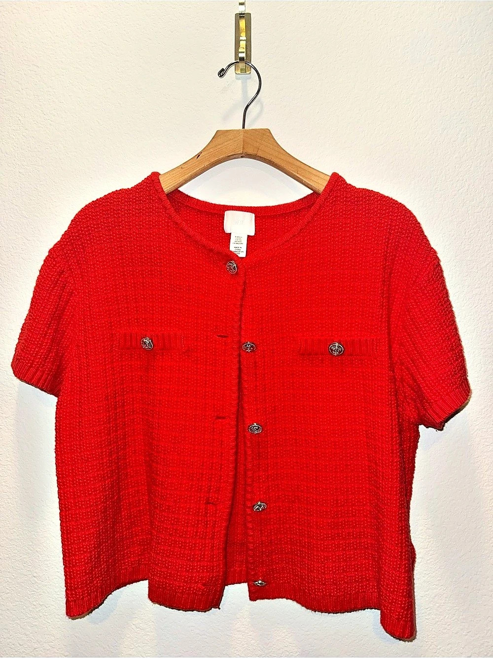 H&M Red Short-Sleeve Knit Cardigan – Size XXL